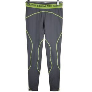 93 Brand Seek Higher Ground Neon Yellow Gray Athletic Leggings XL